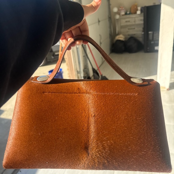 Celine Tan Leather Clutch with Silver Accents - Picture 3 of 7